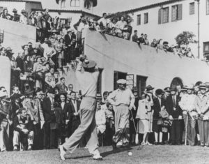 Ben Hogan tees off with Byron Nelson